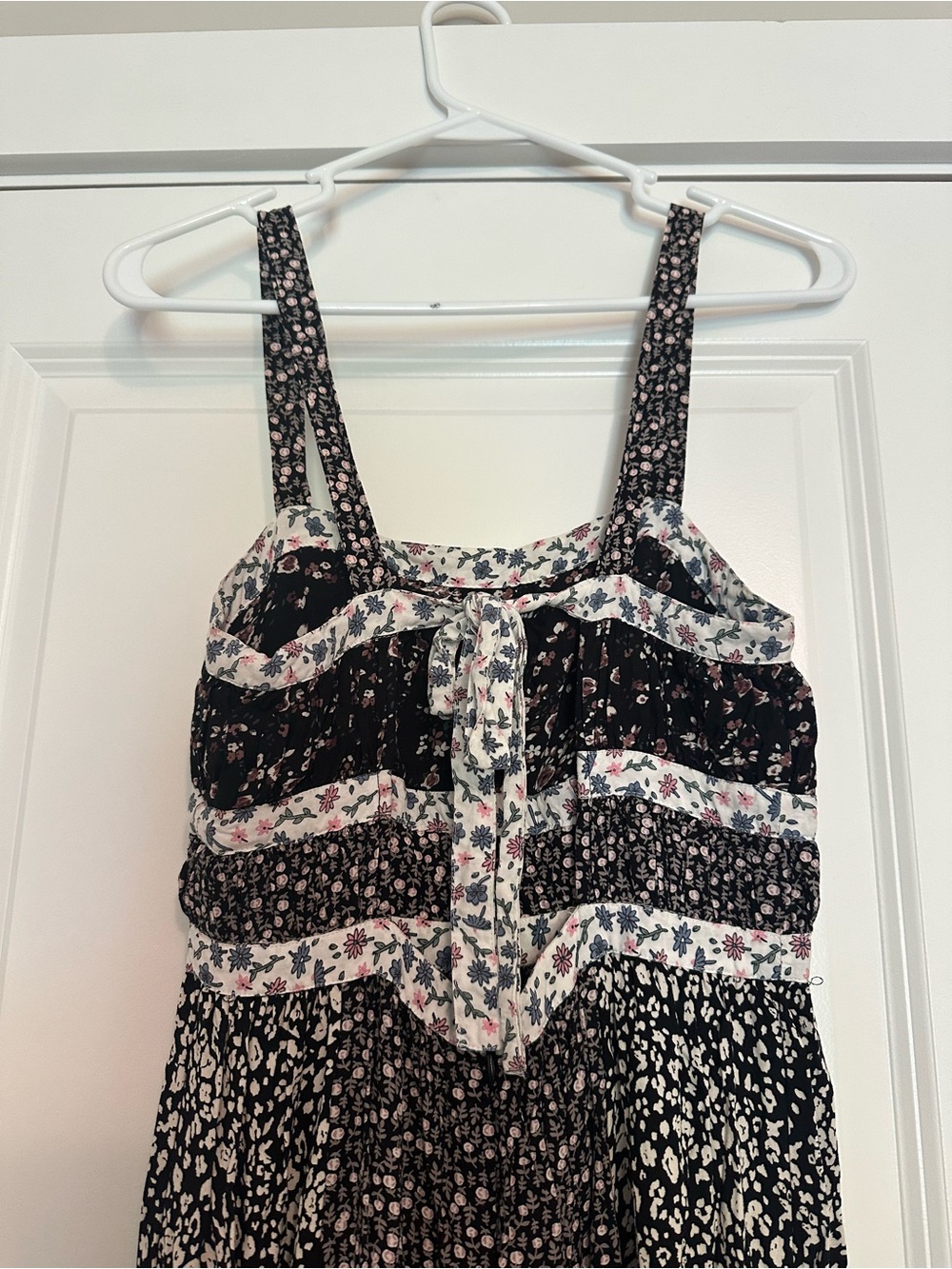 Free People Black Floral Maxi Dress with White Trim - Picture 6 of 8
